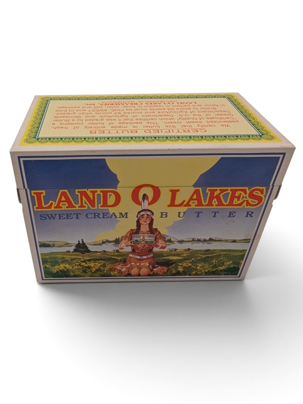 VINTAGE Land O'Lakes Recipe Metal Box Certified Butter New